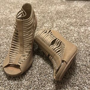 MIA tan strap heels